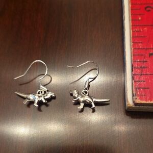 Silver Dinosaur Earrings for Kids